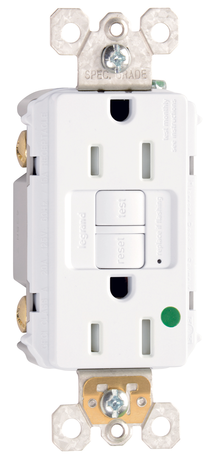 Product image for Pass & Seymour 1597-HGTR 15A 125V Self Test GFCI Hospital Grade Brown