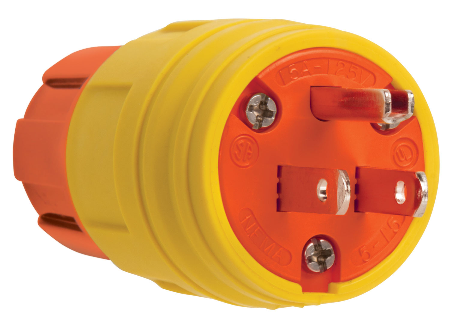 Product image for Pass & Seymour 14W47AM 15A 125V Straight Blade Anti Microbial IP67 5-15P Plug, Orange/Yellow
