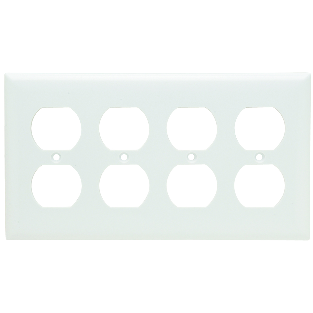 P&S SP84W SMOOTH WALL PLATE 4 GANG DUPLEX WHITE Gordon Electric