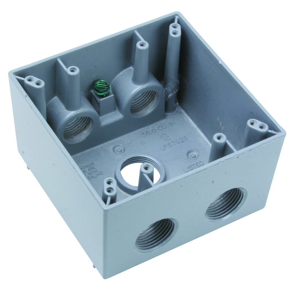 P&S WPBD352 WEATHER PROOF DEEP BOX 2 GANG 5 HOLE 3/4"""" Gordon