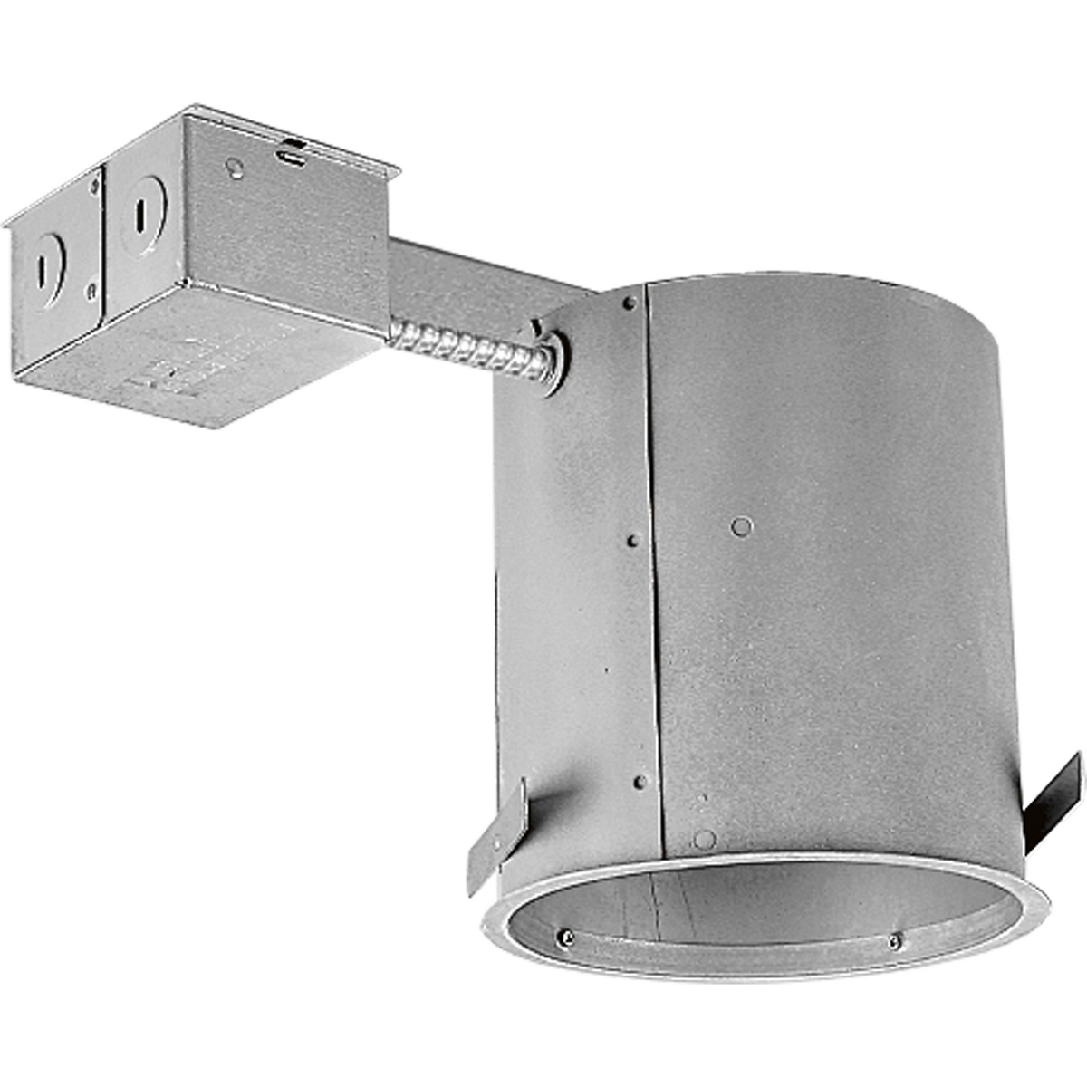 For use in existing ceilings. Integral flange and exclusive locking bars permit quick mounting in 1/2 in to 1-1/2 in thick ceilings. UL & CUL listed for damp locations. IC/Non-IC peel away label for trims. When used with P8593-01 gasket kit, this housing is certified to meet ASTM E283 air tight requirements when installed properly per instructions.