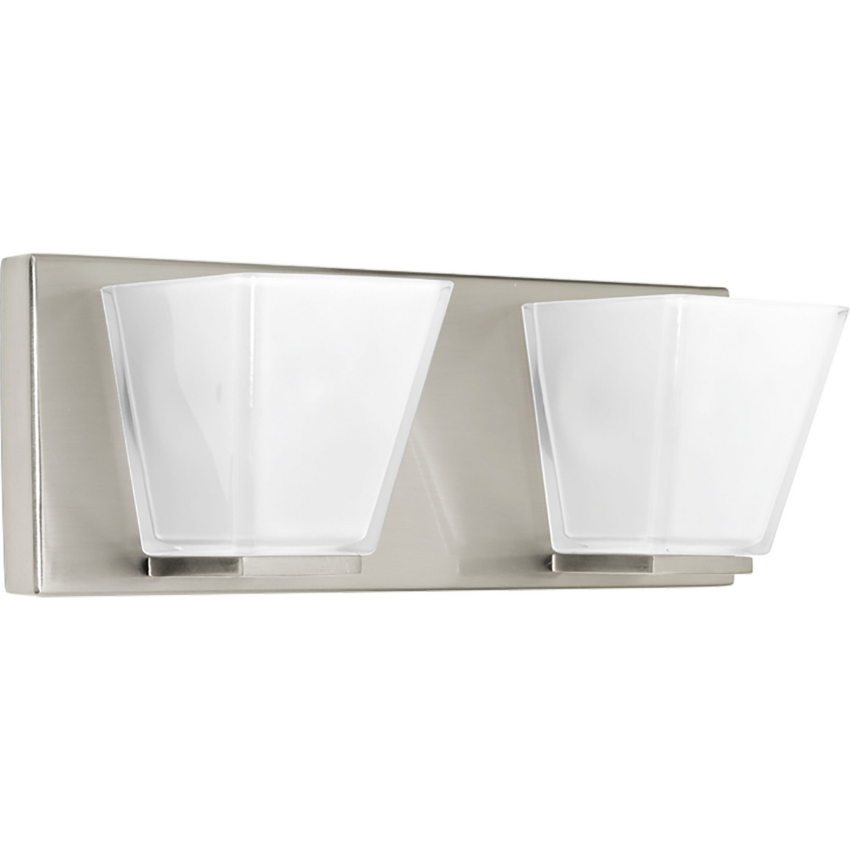 Inspired by current delivery methods in our modern world, Streaming provides a clean and uncluttered design. Featuring a brushed nickel finish and clear glass, no hardware is visible to distract this unique model. The fixture allows to be mounted up or down. In either orientation, a peak of light streams from the shade giving it the ultimate streaming effect. Two-light bath & vanity in a Brushed Nickel finish.