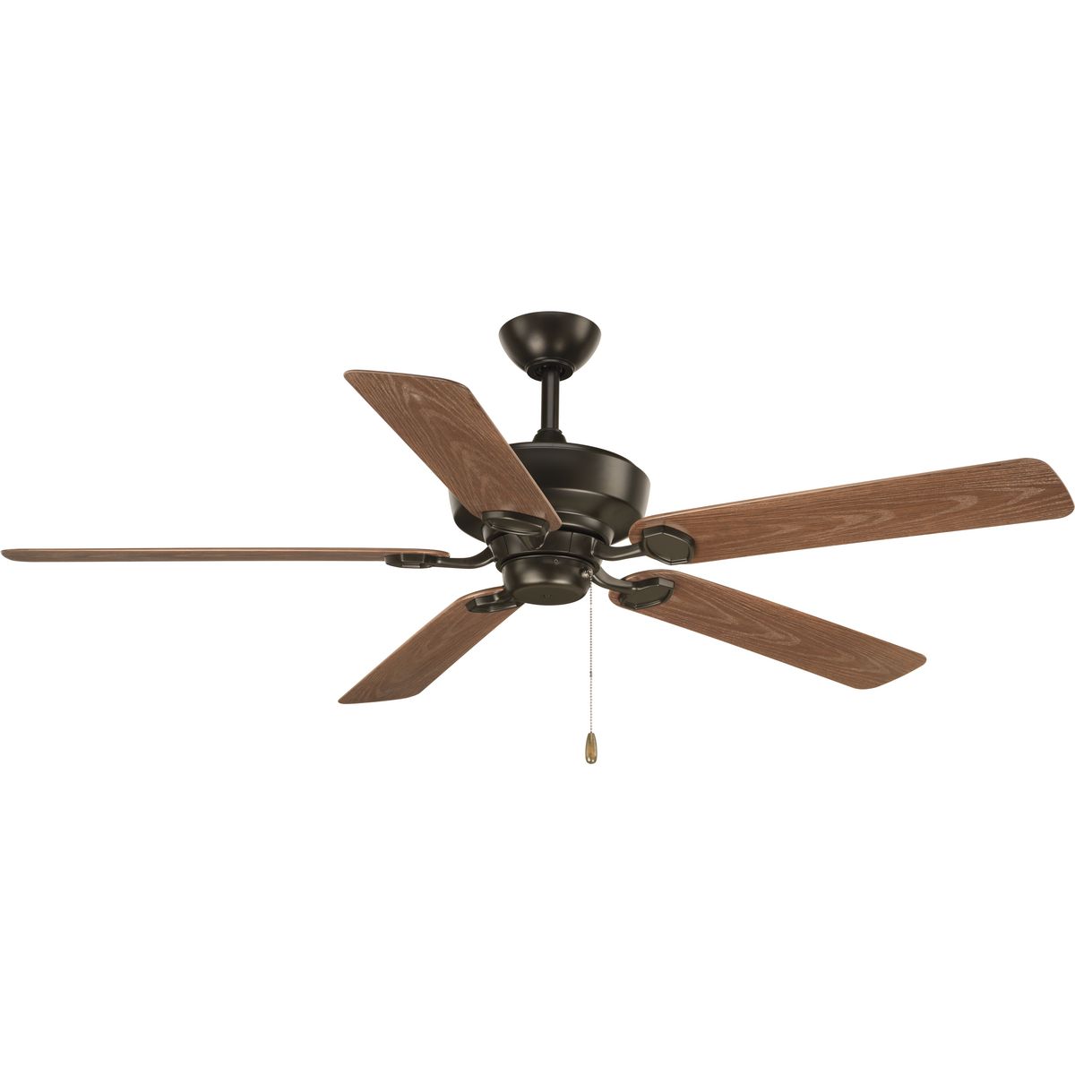 This five-blade 60 in Lakehurst ceiling fan features an all weather wet location rating (ABS) to accommodate a variety of interior and exterior locations. Compatible with universal light kits, Lakehurst features a dual mount system and a three-speed pull chain fan switch. ABS blades. Antique Bronze finish.