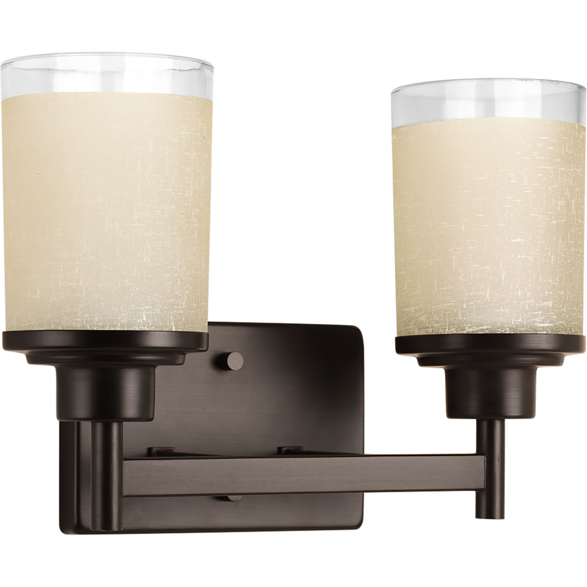 Create the sophisticated feel of modern, urban living in your home with this two-light bath fixture from the Alexa Collection. Visually interesting etched umber linen finished glass with a crisp clear edge accent is complemented by a pleasingly simple Antique Bronze frame. If you desire a vintage mid-century modern look, the Alexa Collection is just for you.