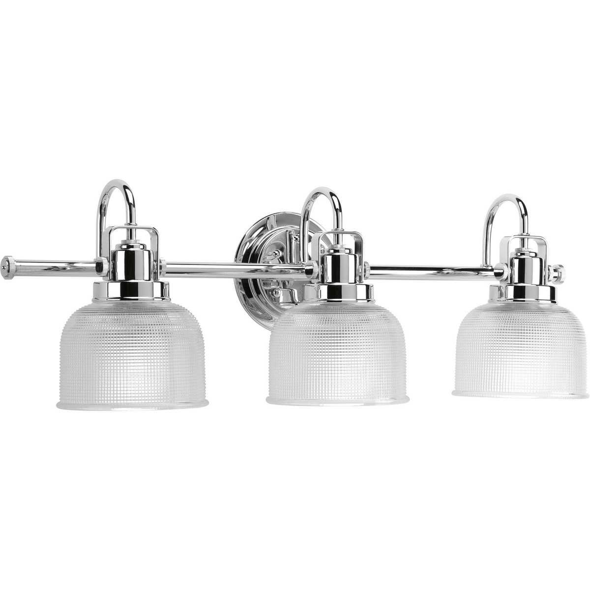 Archie is a standout in any room and provides a fun and fashionable way to light your home. The authentic, prismatic style glass shade diffuses light to provide functional and stylish illumination. Finely crafted strap and knob details are conveyed by the Polished Chrome finish. This three-light fixture can be installed with the glass facing up or down to suit your preference.