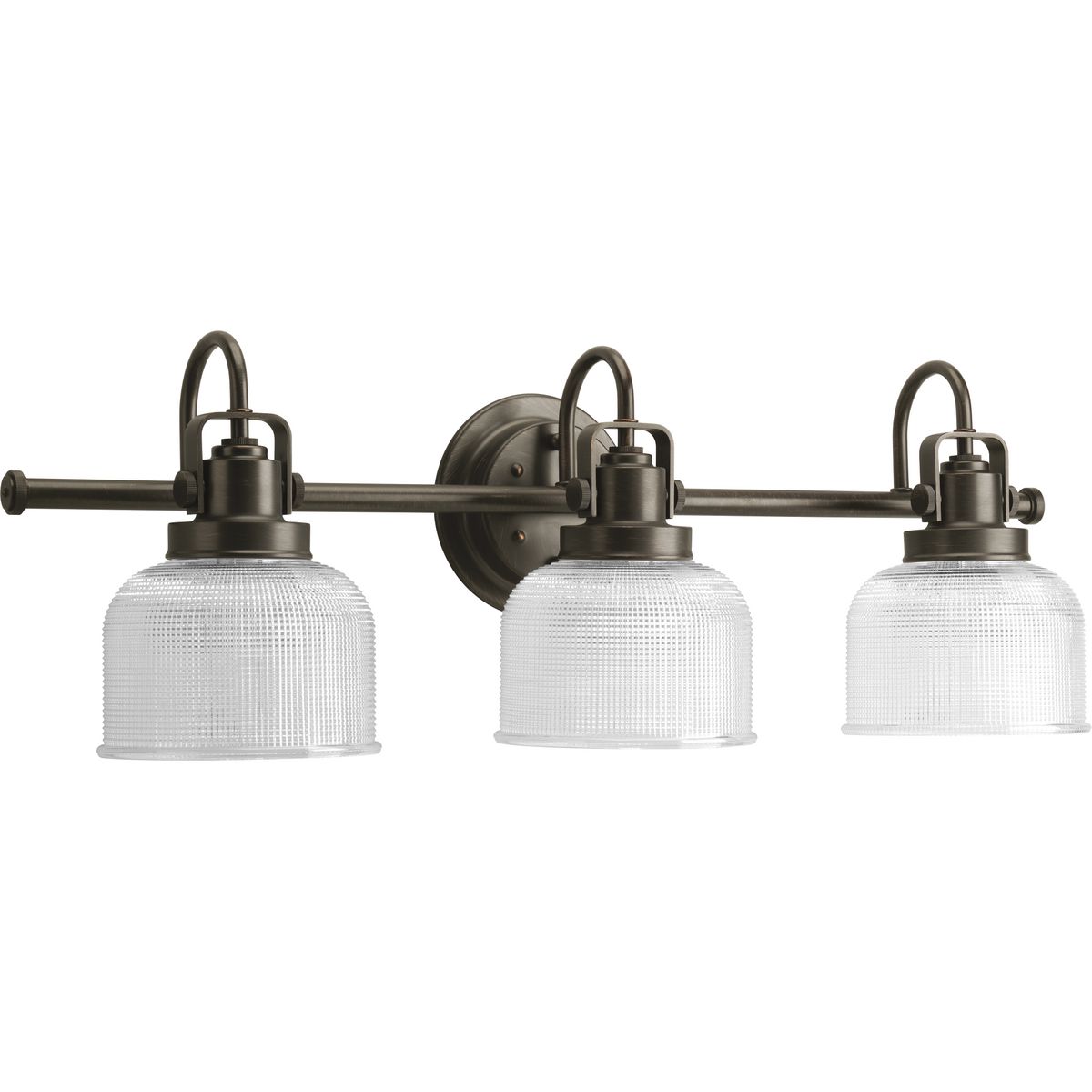 Archie is a standout in any room and provides a fun and fashionable way to light your home. The authentic, prismatic style glass shade diffuses light to provide functional and stylish illumination. Finely crafted strap and knob details are conveyed by the Venetian Bronze finish. This three-light fixture can be installed with the glass facing up or down to suit your preference.