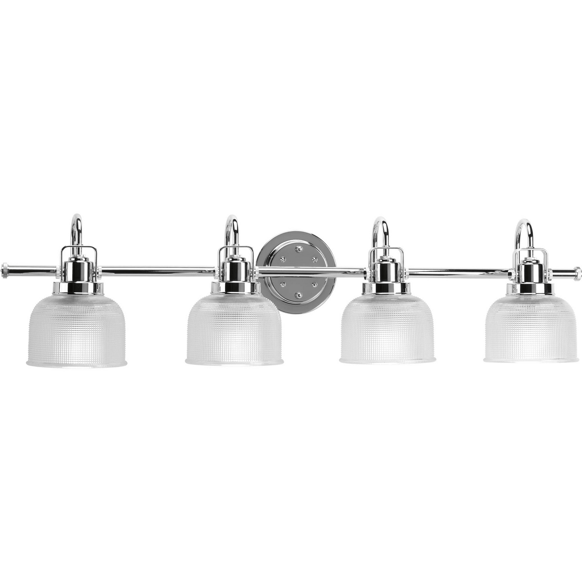 Archie is a standout in any room and provides a fun and fashionable way to light your home. The authentic, prismatic style glass shade diffuses light to provide functional and stylish illumination. Finely crafted strap and knob details are conveyed by the Polished Chrome finish. This four-light fixture can be installed with the glass facing up or down to suit your preference.