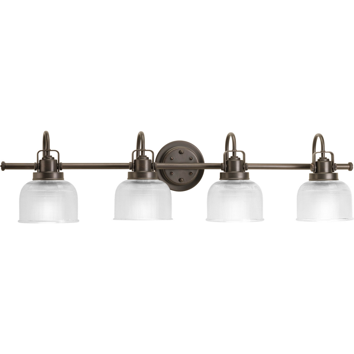 Archie is a standout in any room and provides a fun and fashionable way to light your home. The authentic, prismatic style glass shade diffuses light to provide functional and stylish illumination. Finely crafted strap and knob details are conveyed by the Venetian Bronze finish. This four-light fixture can be installed with the glass facing up or down to suit your preference.