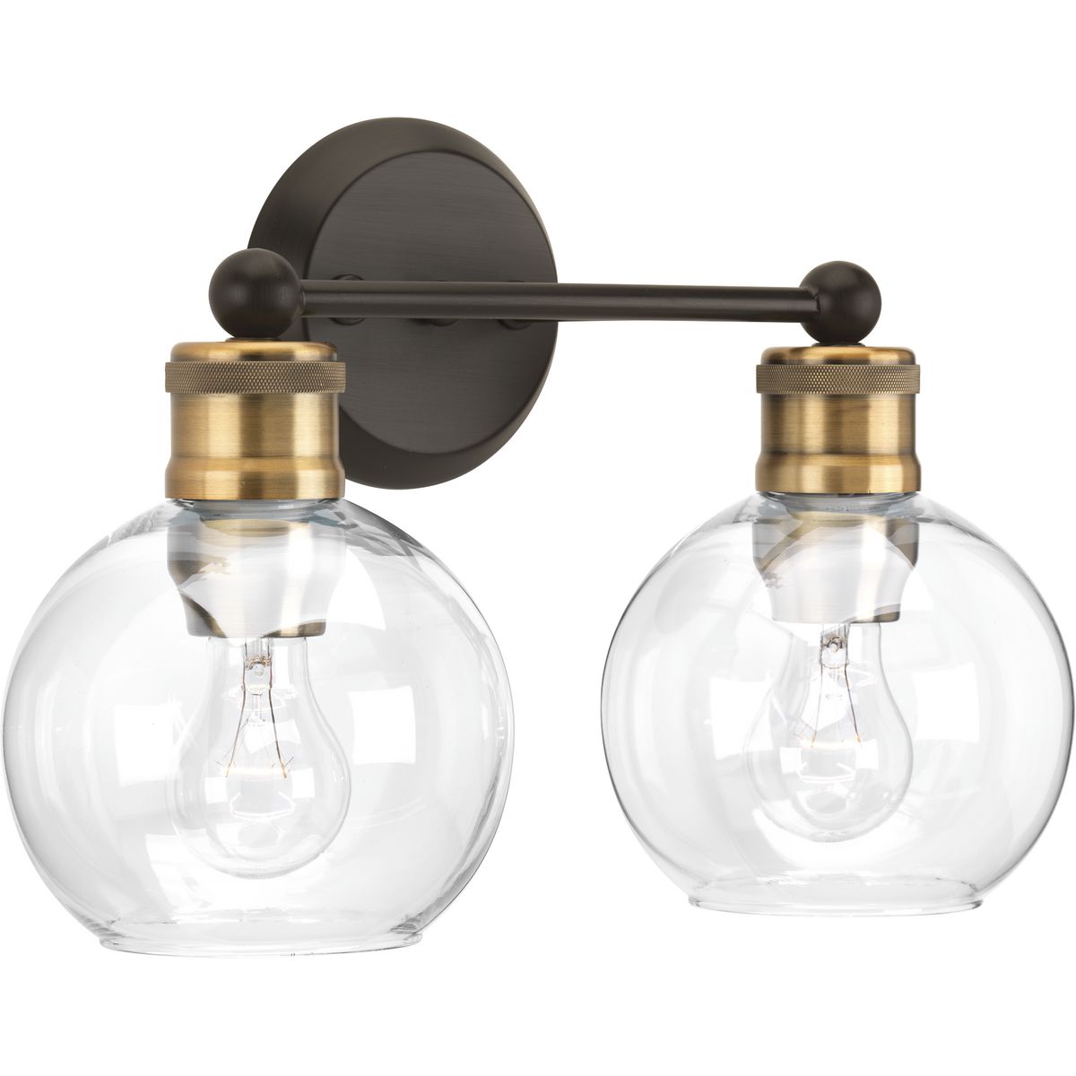 The Hansford collection of fixtures feature a clear, spherical shade paired with vintage style metal fittings in an Antique Bronze and Vintage Brass combination finish. Featuring a clean and precise design with generous scale, Hansford's classic styl...