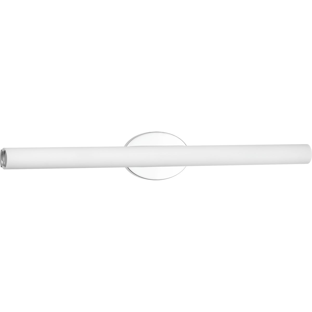 32 in Parallel LED bath and vanity fixtures feature a tubular opal glass diffuser paired with a simple, modern oval metal canopy. An integrated LED source provides a variety of energy and cost savings benefits. Suitable for residential and commercial applications, and can be installed vertically or horizontally. Polished Chrome finish.