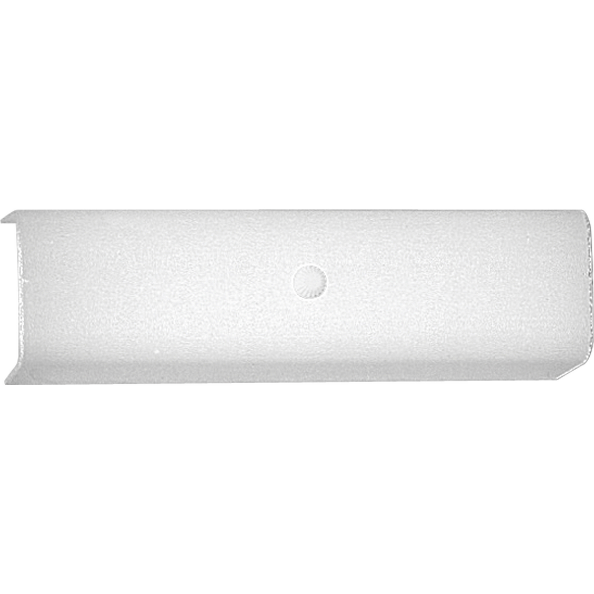 Two-light bath bracket with white glass shades in a painted white finish. Makes a practical light fixture for bathroom or utility lighting as white channel glass rests on a white wall plate. Wall plate includes knockouts for accessory switch or convenience outlet (sold separately).