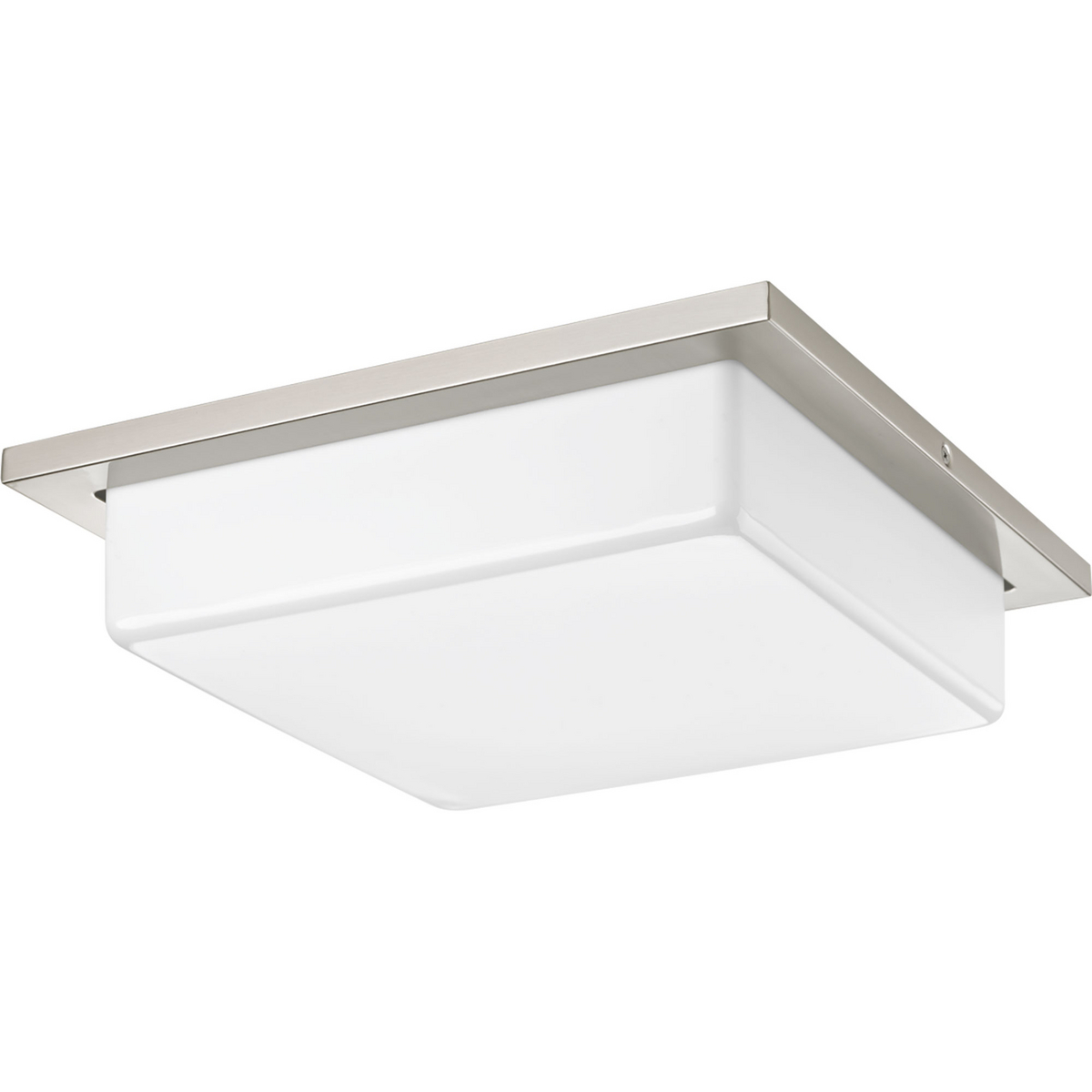 Transit is a uniquely styled series with clean design flexibility. This two-light LED close to ceiling featuring a white acrylic diffuser and Brushed Nickel finish can mount to either ceiling or wall.