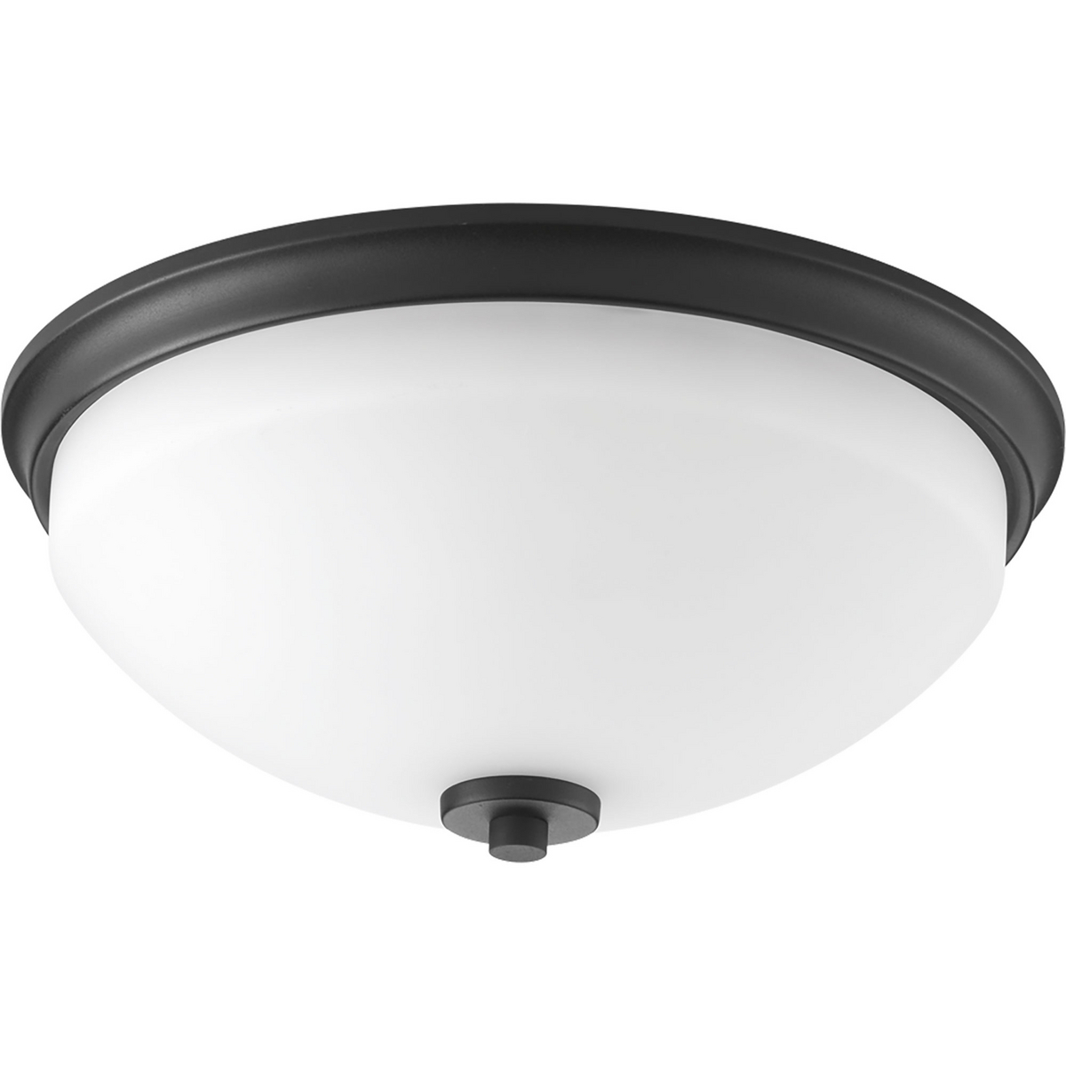 P3423-31 785247185870 Two-light flush mount from the Replay Collection, smooth forms, linear details and a pleasingly elegant frame enhance a simplified modern look. Black finish.