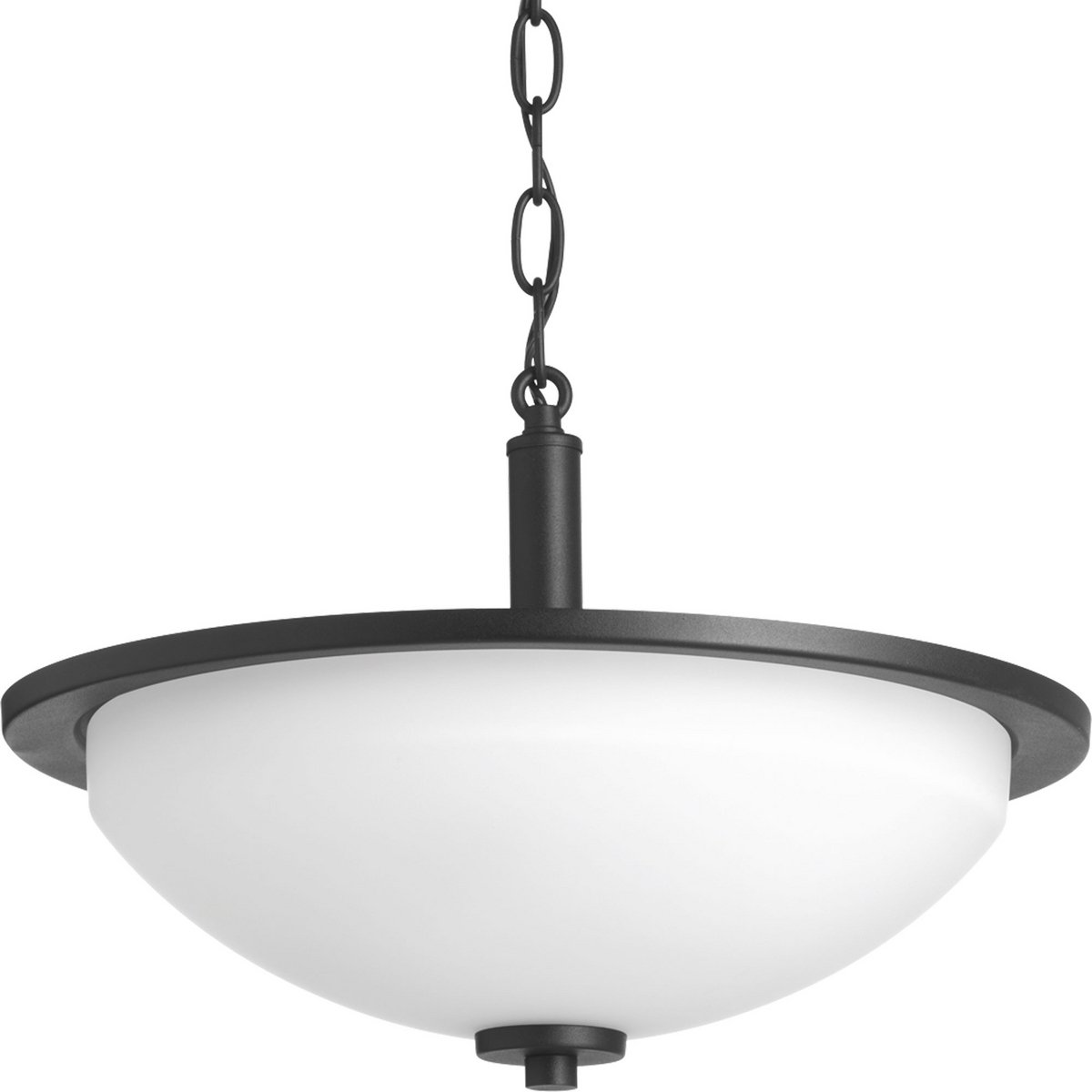 Two-light semi-flush from the Replay Collection, smooth forms, linear details and a pleasingly elegant frame enhance a simplified modern look. Fixture includes hardware for both chain hung and ceiling mount. Black finish.