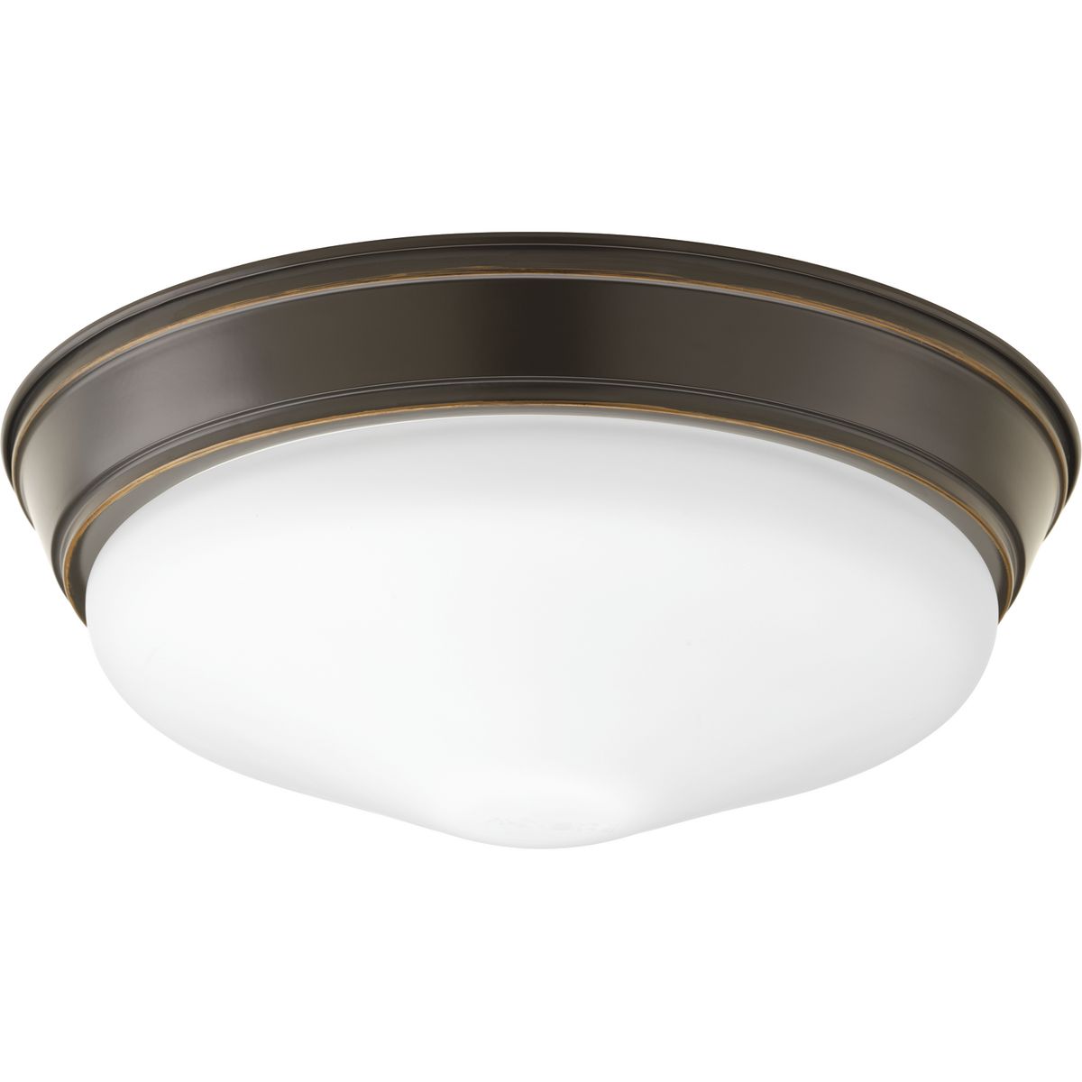 One-light 12-3/4 in LED Flush Mount series featuring an etched glass shade in an Antique Bronze finish. Fixtures are dimmable to 10 percent with Triac or ELV dimmers.