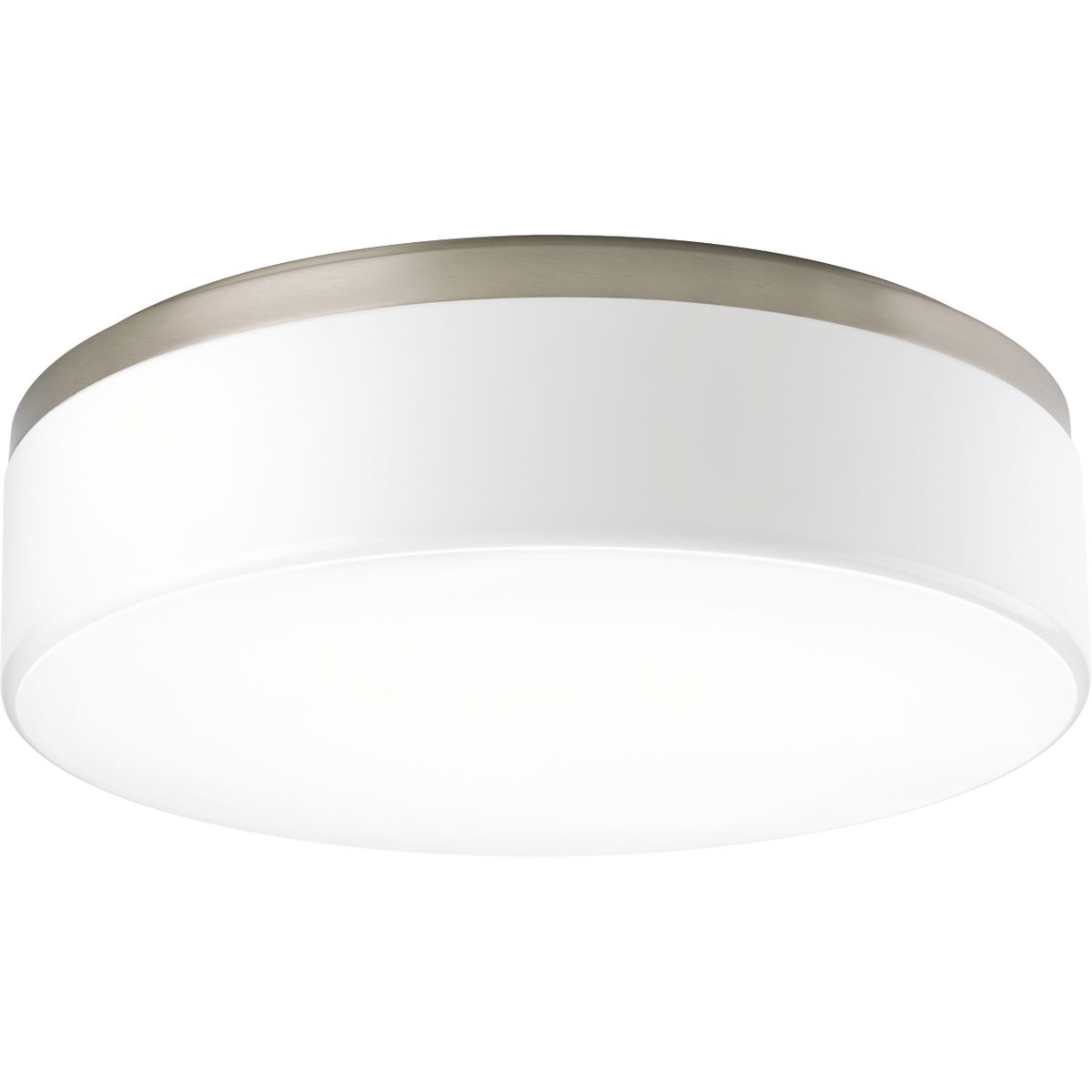 18 in LED flush mount with etched white opal acrylic diffuser with a clean modern look. 3000K color temperature and 90+ CRI. Acrylic bowl is attached with a twist and lock action for ease of installation. This fixture can be mounted on ceiling or wall. ENERGY STAR and Title 24. Brushed Nickel finish.