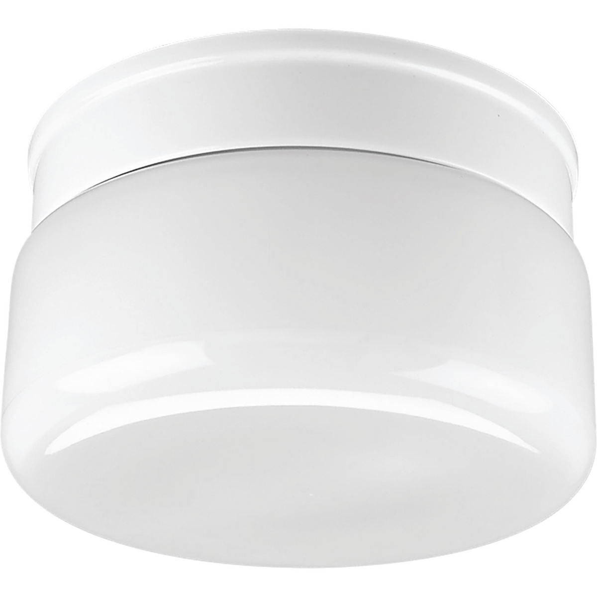 Offering style and convenience, this minimalist two-light close-to-ceiling piece by Progress Lighting is made with a white glass shade with snap-in fitter for easy bulb replacement. The fixture is ideal in a bathroom setting or hall/foyer. The durable construction ensures years of service.