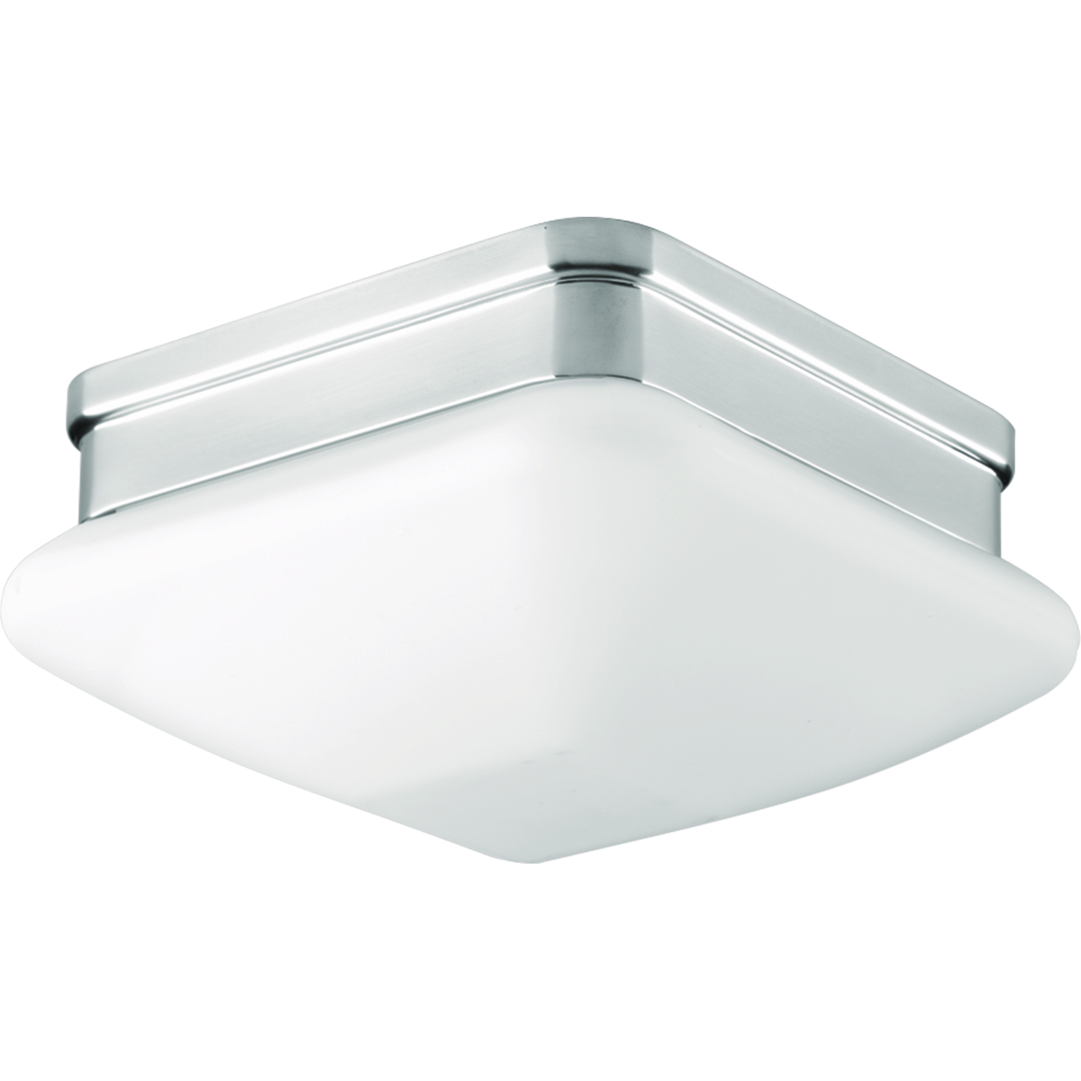 With an elevated style, the one-light 7-1/2 inch flush mount appeals to current home decor trends. Soft contemporary design includes square etched opal glass. Damp location listed. Polished Chrome finish.