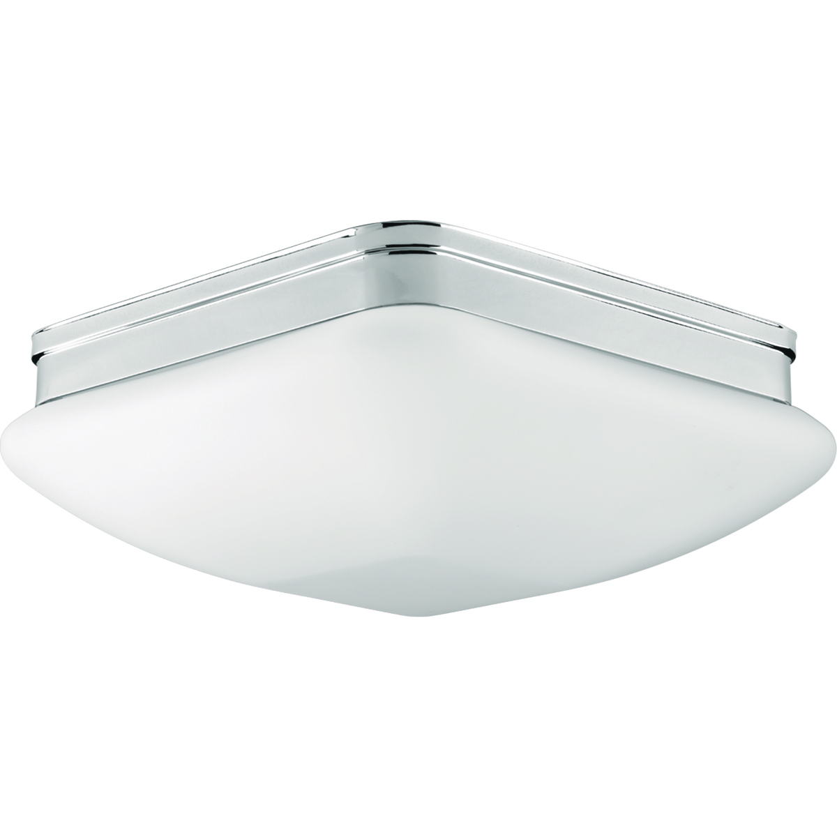 With an elevated style, the three-light 13 inch flush mount appeals to current home decor trends. Soft contemporary design includes square etched opal glass. Damp location listed. Polished Chrome finish.