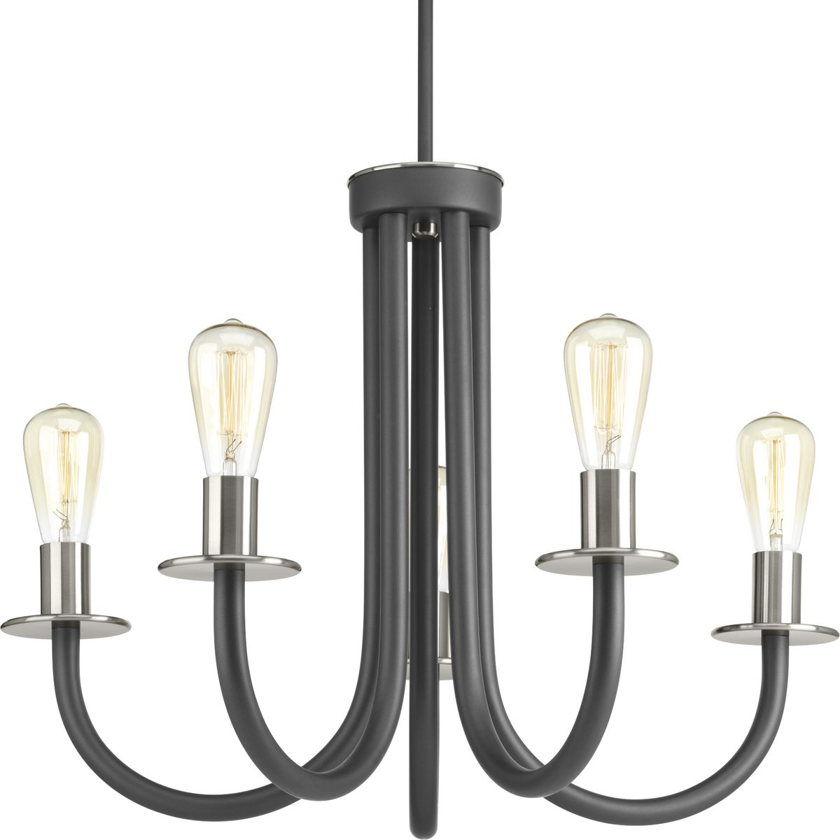 Adding to the eclectic and nostalgic feel of the Remix collections, this funky chandelier is a traditional complement to many styles. Overscale tubular arms support a contrasting socket and bobeche for the perfect perch to display elegant vintage light bulbs. The style lends itself to be used with a wide range of home decor styles, including farmhouse and, industrial and many others.