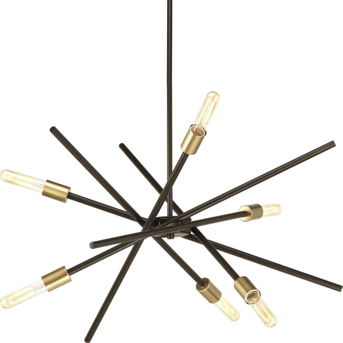 An iconic fixture, Astra features an organic, asymmetrical design. Ideal for dining room settings or entryways, these space-aged inspired pieces are so versatile they can be incorporated into a variety of interiors. Six-Light Chandelier. Antique Bronze finish.