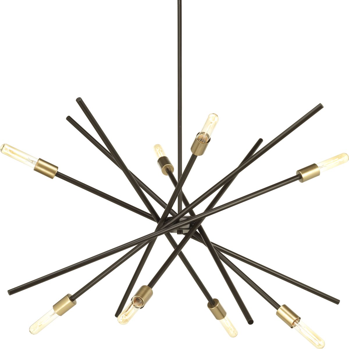 An iconic fixture, Astra features an organic, asymmetrical design. Ideal for dining room settings or entryways, these space-aged inspired pieces are so versatile they can be incorporated into a variety of interiors. Eight-Light Chandelier. Antique Bronze finish.