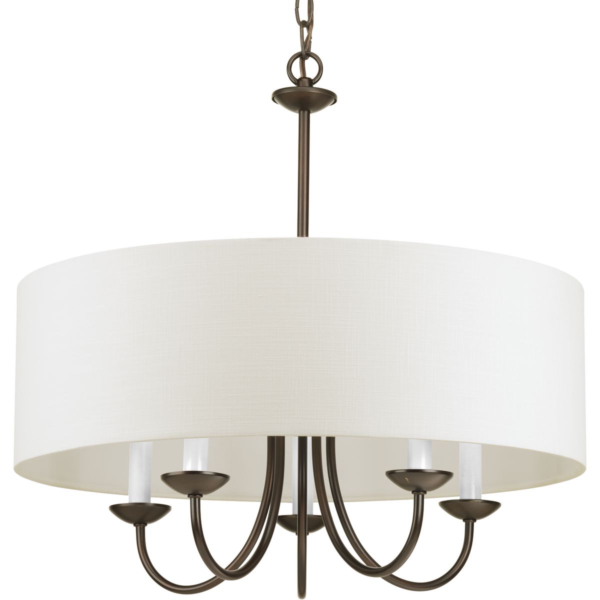 A perennially popular look, the simple lines of the Drum Shade pendant are refreshed with a white linen shade and an Antique Bronze finish, giving a rustic, country-casual feel to this classic fixture. A perfect piece for gracing an entryway or exuding a light over a meal at your dining table or breakfast nook. Use as a standalone style or pair with other popular collections, Inspire and Gather, from Progress Lighting.