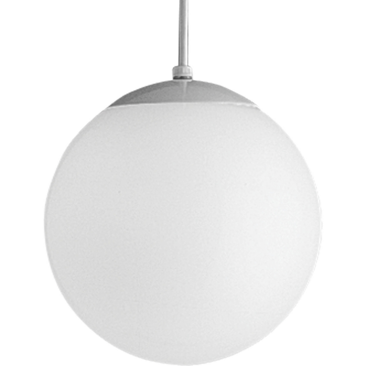 Opal cased 10 inch globes provide evenly diffused illumination. White cord, canopy and cap.
