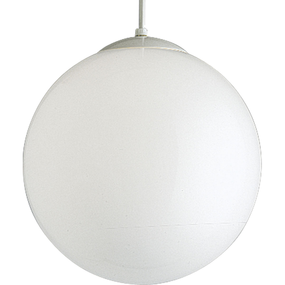 Opal cased 14 inch globes provide evenly diffused illumination. White cord, canopy and cap.