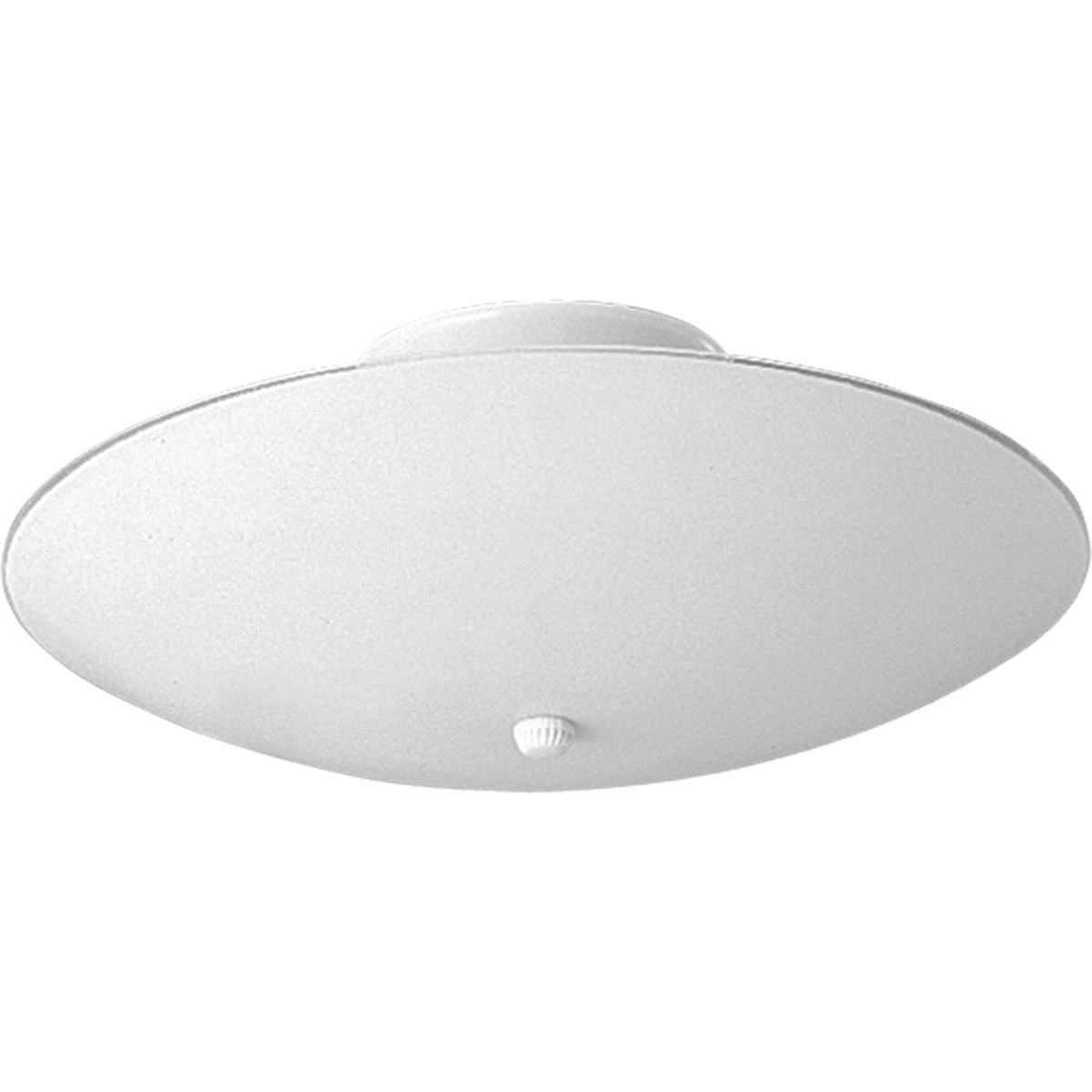 A modern 14-1/2 in  three-light close to ceiling fixture with a round white glass shade in a white finish. The fixture is ideal in either a bathroom or bedroom setting.