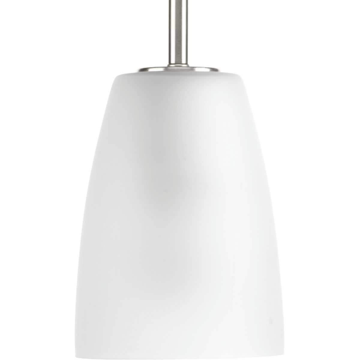 The Leap collection features etched glass shades that are slightly larger in scale to complement contemporary design trends. This one-light mini-pendant is finished in Brushed Nickel.