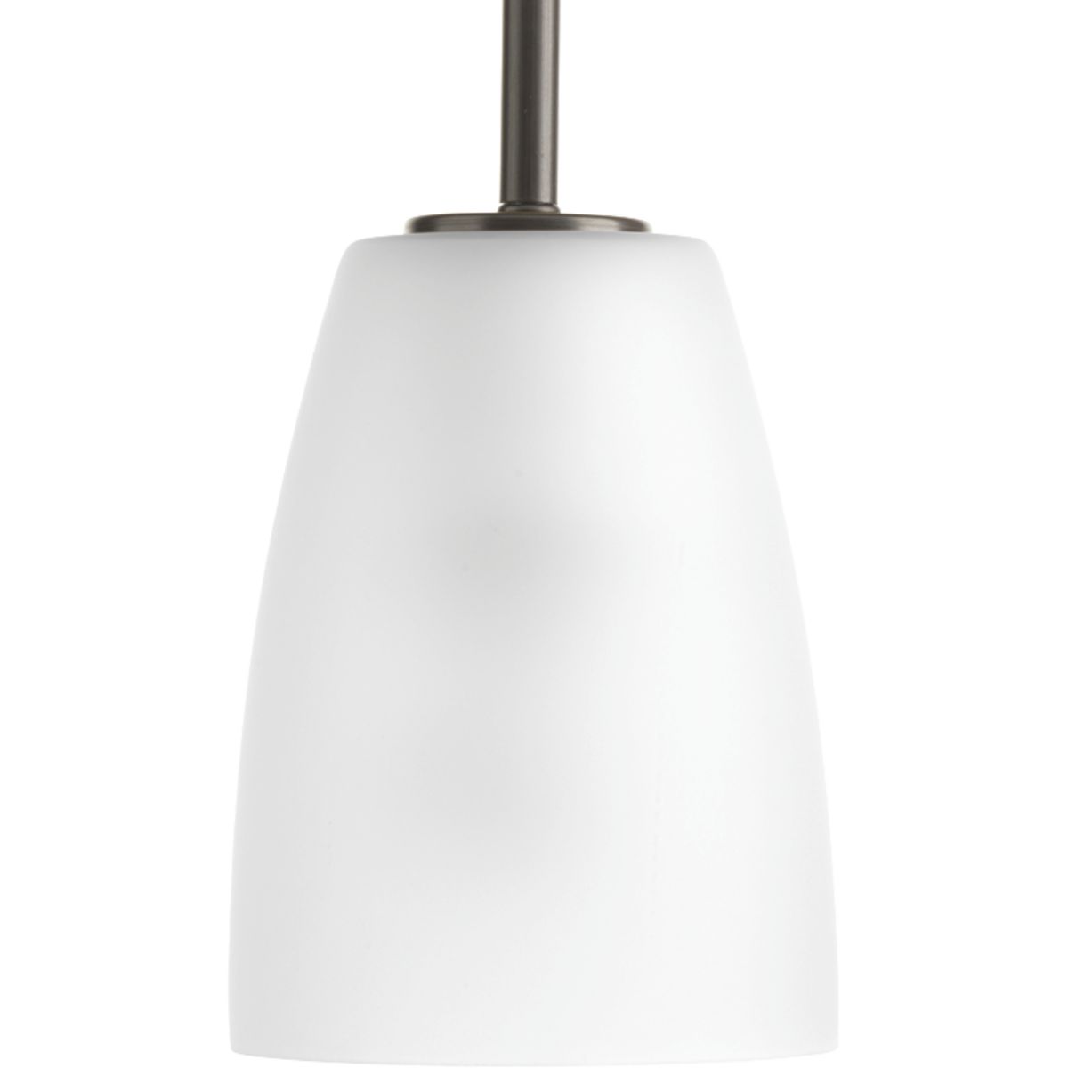 The Leap collection features etched glass shades that are slightly larger in scale to complement contemporary design trends. This one-light mini-pendant is finished in Antique Bronze.