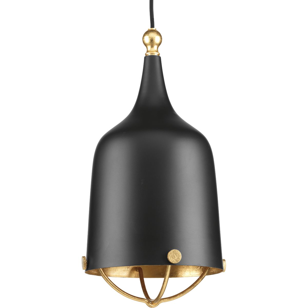 With Era's carefully crafted details and special eclectic accents achieve a vintage electric feel. One-light pendant is in a Black finish with gold leaf accents and a cloth covered cord.