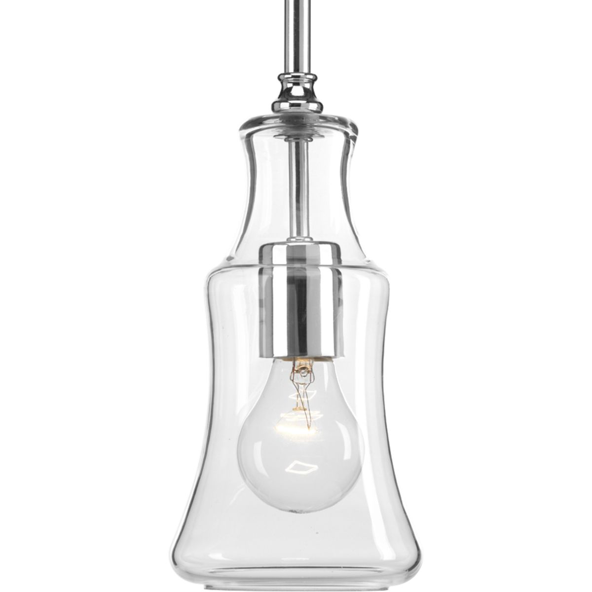 A casual, coastal-inspired one-light mini-pendant. Litchfield features an hourglass-inspired shade complemented by a crisp Polished Chrome finish.