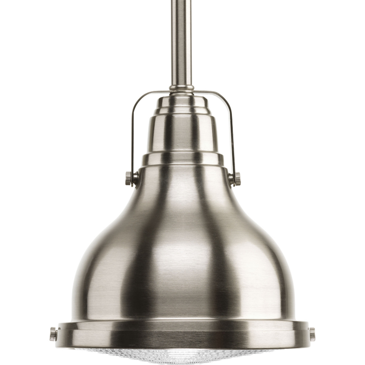 The One-Light LED mini-pendant features industrial roots in both form and function. The Brush Nickel finish highlight the high-quality prismatic glass which adds to the historical aesthetic. Perfect above a kitchen island in pairs or threes, use for additional ambience or task lighting in a bathroom, bedroom or anywhere a pendant light can be placed.3000k, 90+ CRI 623 lumens.