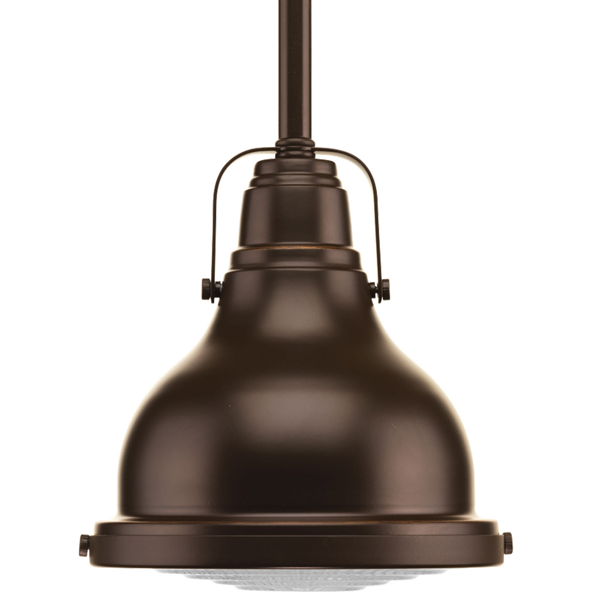 The One-Light mini-pendant features industrial roots in both form and function. The Oil Rubbed Bronze finish highlight the high-quality prismatic glass which adds to the historical aesthetic. Perfect above a kitchen island in pairs or threes, use for additional ambience or task lighting in a bathroom, bedroom or anywhere a pendant light can be placed.