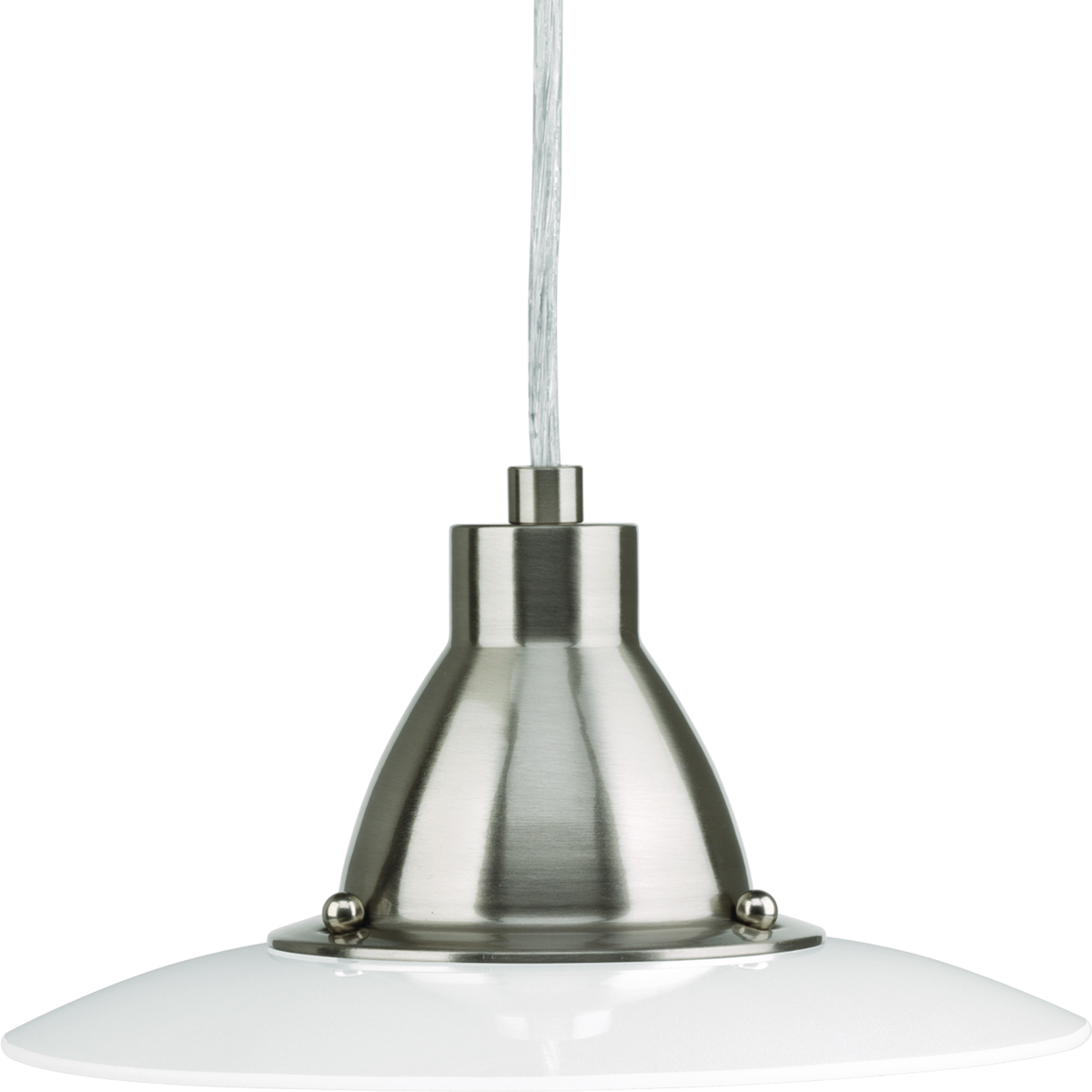 A modern LED pendant featuring contrasting textures using a sandblasted glass inside accented by a polished outside surface. Enjoy a glowing effect as a result of the shades internal refraction. Brushed Nickel finish.