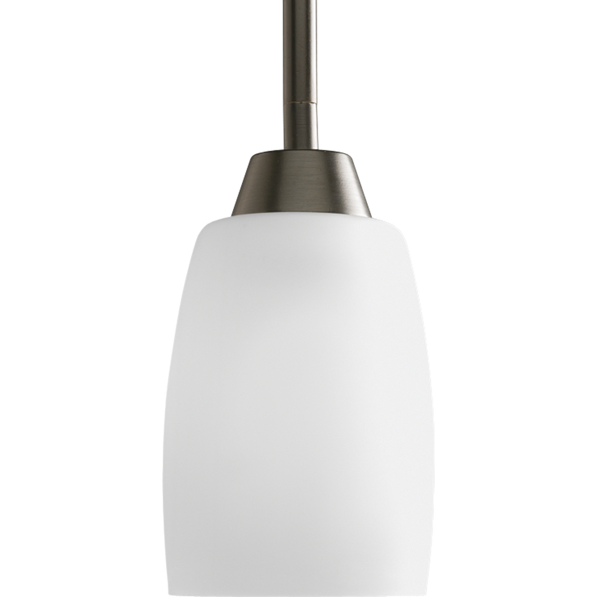 The Wisten Collection features sweeping arcs framing elegant, tapered glass shades. Cool and modern with a casual flair, Wisten provides a signature look to any room.  One-light mini-pendant with etched glass in an Antique Bronze finish.