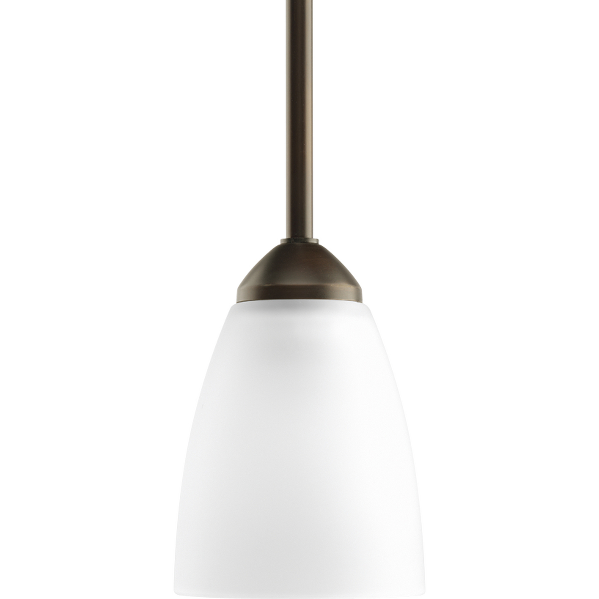 Gather possesses a smart simplicity to complement today's home. This one-light mini-pendant contains etched glass shades which add distinction and provide pleasing illumination to your room. Complimented by a Antique Bronze finish.