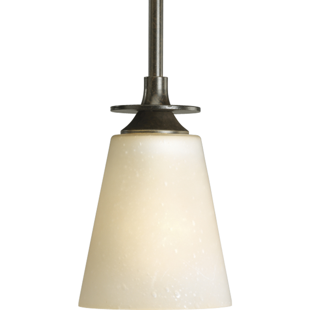 One-light mini-pendant with seeded topaz glass. The Cantata Collection is a sophisticated and modern style with a sense of traditional craftsmanship.