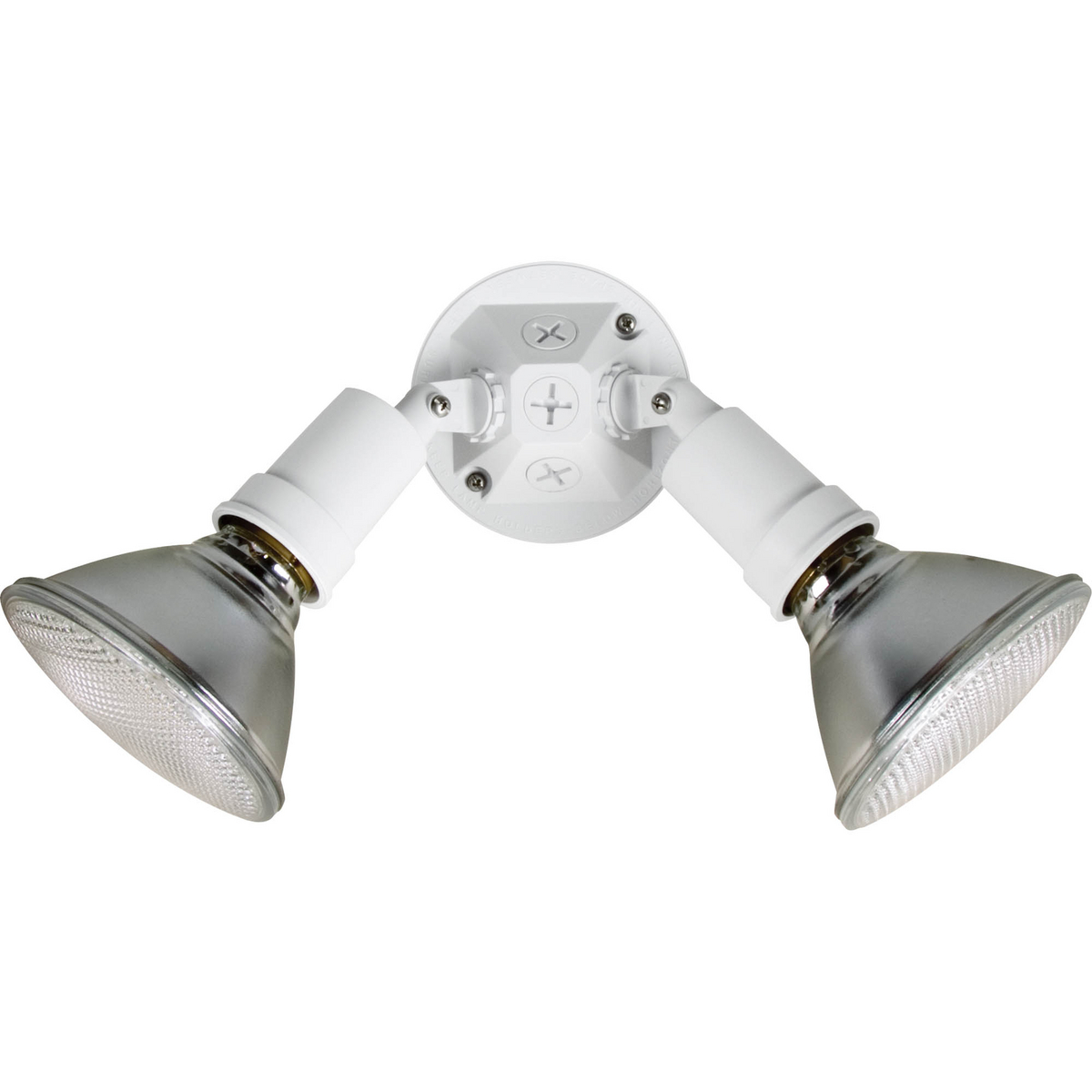 Outdoor double headed non-metallic PAR lampholder in a White finish.