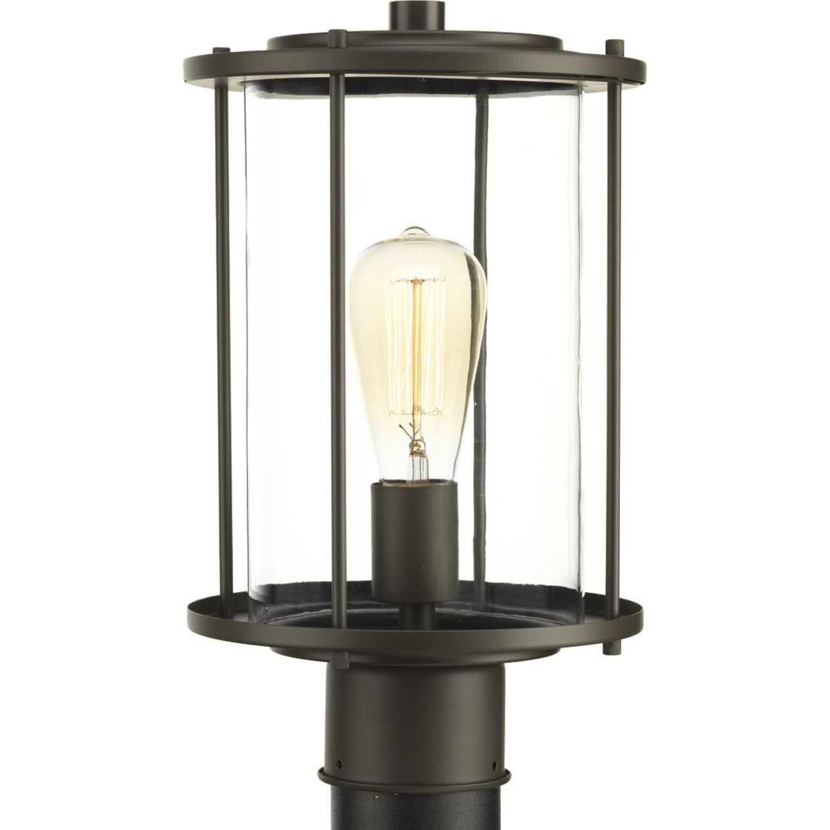 Gunther lanterns provide an affordable and stylish option to update a home's curb appeal. Inspired by the popular farmhouse design trend, these cylindrical lights provide the perfect showcase for vintage style light bulbs. The one-light post lantern features clear glass finished in Antique Bronze.