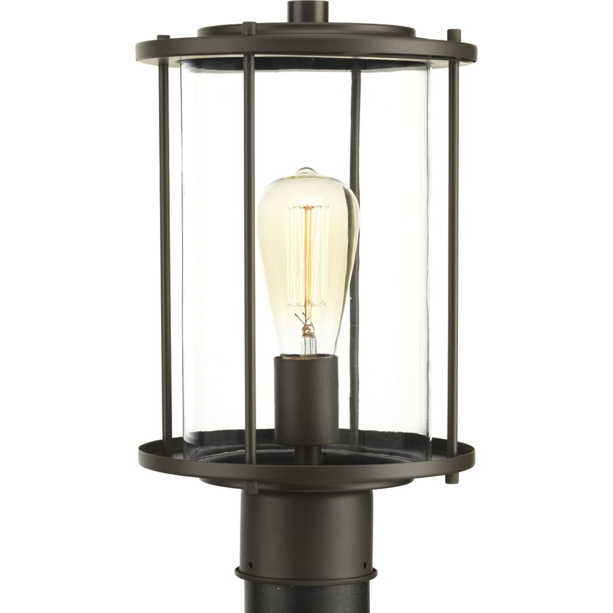 Gunther lanterns provide an affordable and stylish option to update a home's curb appeal. Inspired by the popular farmhouse design trend, these cylindrical lights provide the perfect showcase for vintage style light bulbs. The one-light post lantern features clear glass finished in Antique Bronze.