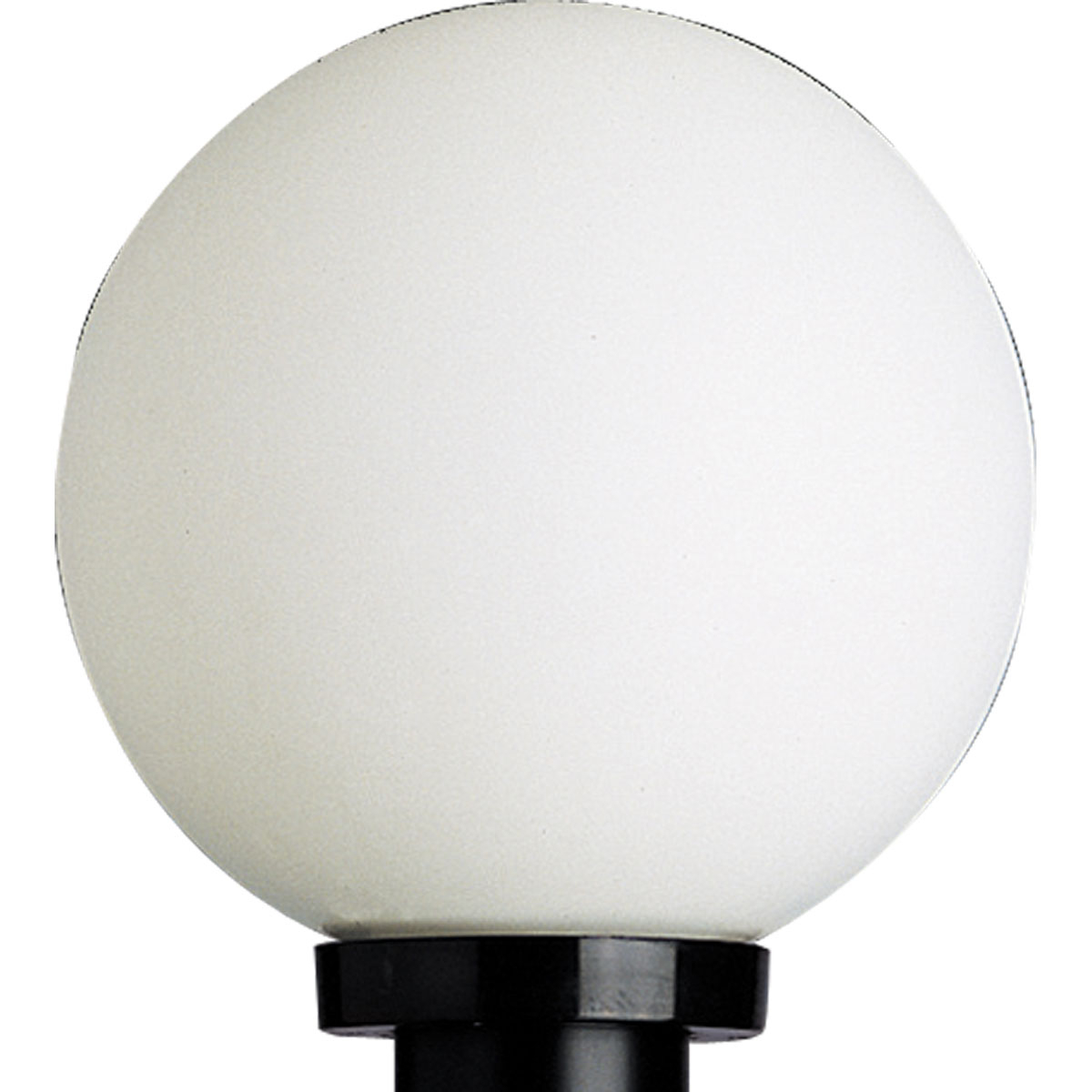 Complete post lantern featuring a white shatter-resistant 10 inch acrylic twist-lock globe with a black fitter.