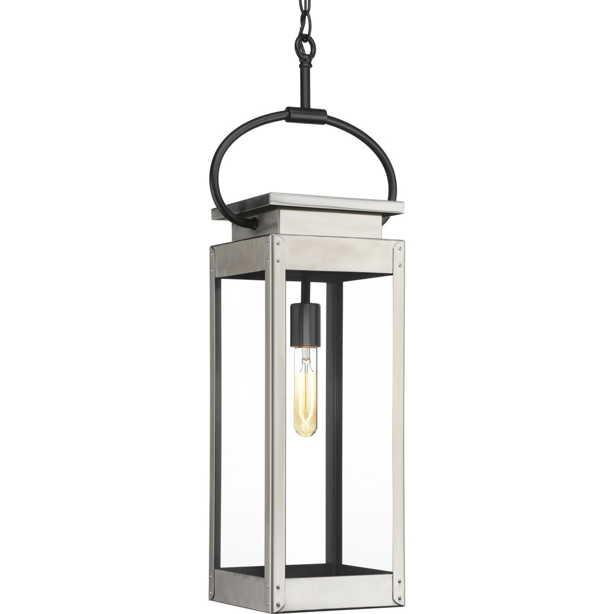 Union Square features a reproduction gas lantern inspiration. A Stainless Steel finish complements the natural polished material and clear flat glass panels. Mechanical details, such as exaggerated knobs, provide character to the form.