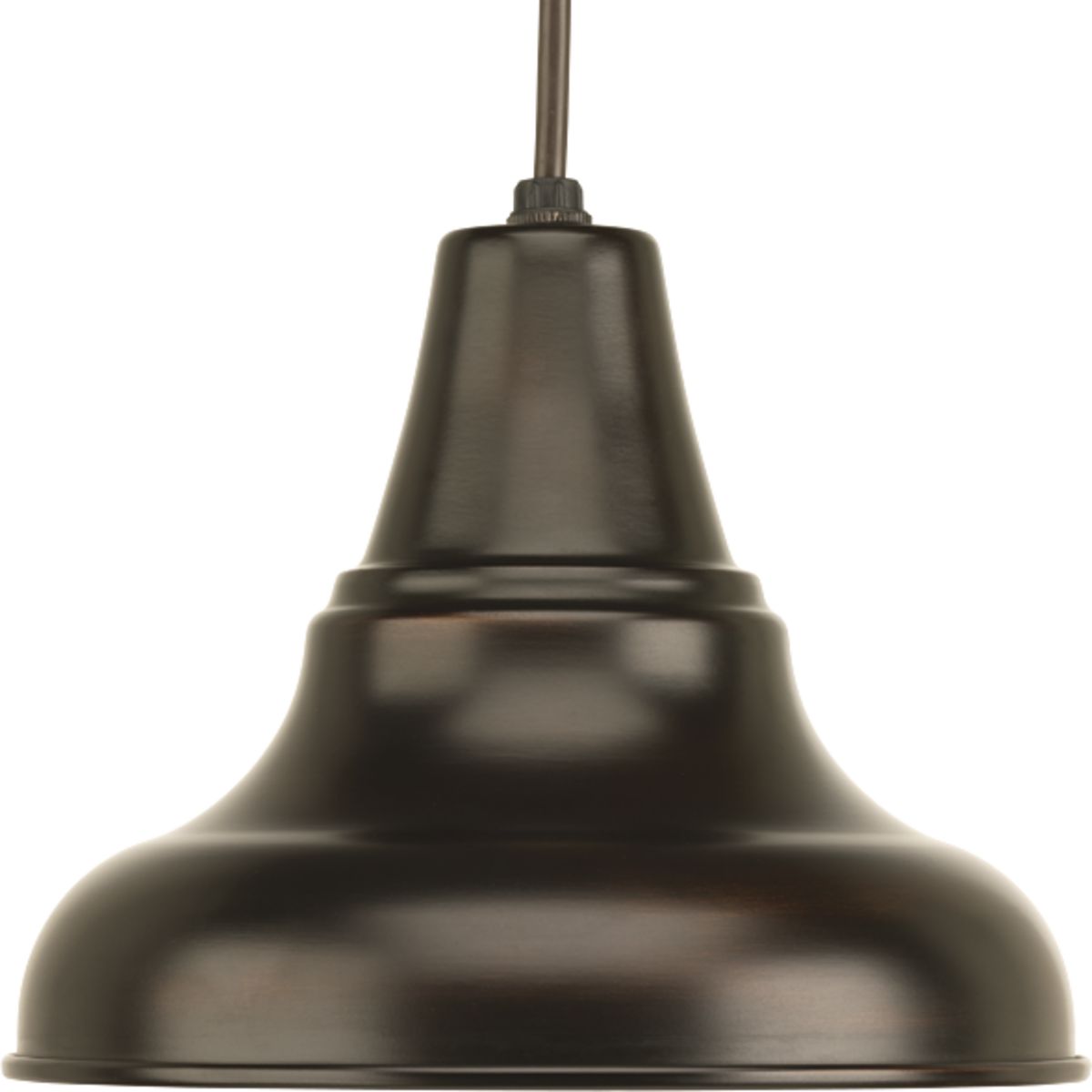 The one-light medium size cord hung pendant/outdoor hanging lantern from the District Collection features metal shade that offers an industrial-inspired design. The versatile vintage form can be used in indoor and outdoor applications. Antique Bronze finish.