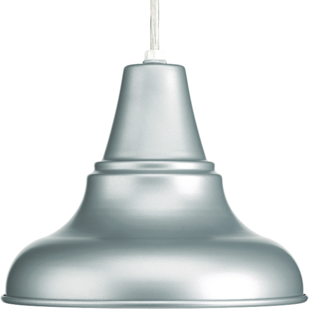 The one-light medium size LED cord hung pendant/outdoor hanging lantern from the District Collection features metal shade that offers an industrial-inspired design. The versatile vintage form can be used in indoor and outdoor applications. Metallic Gray finish.