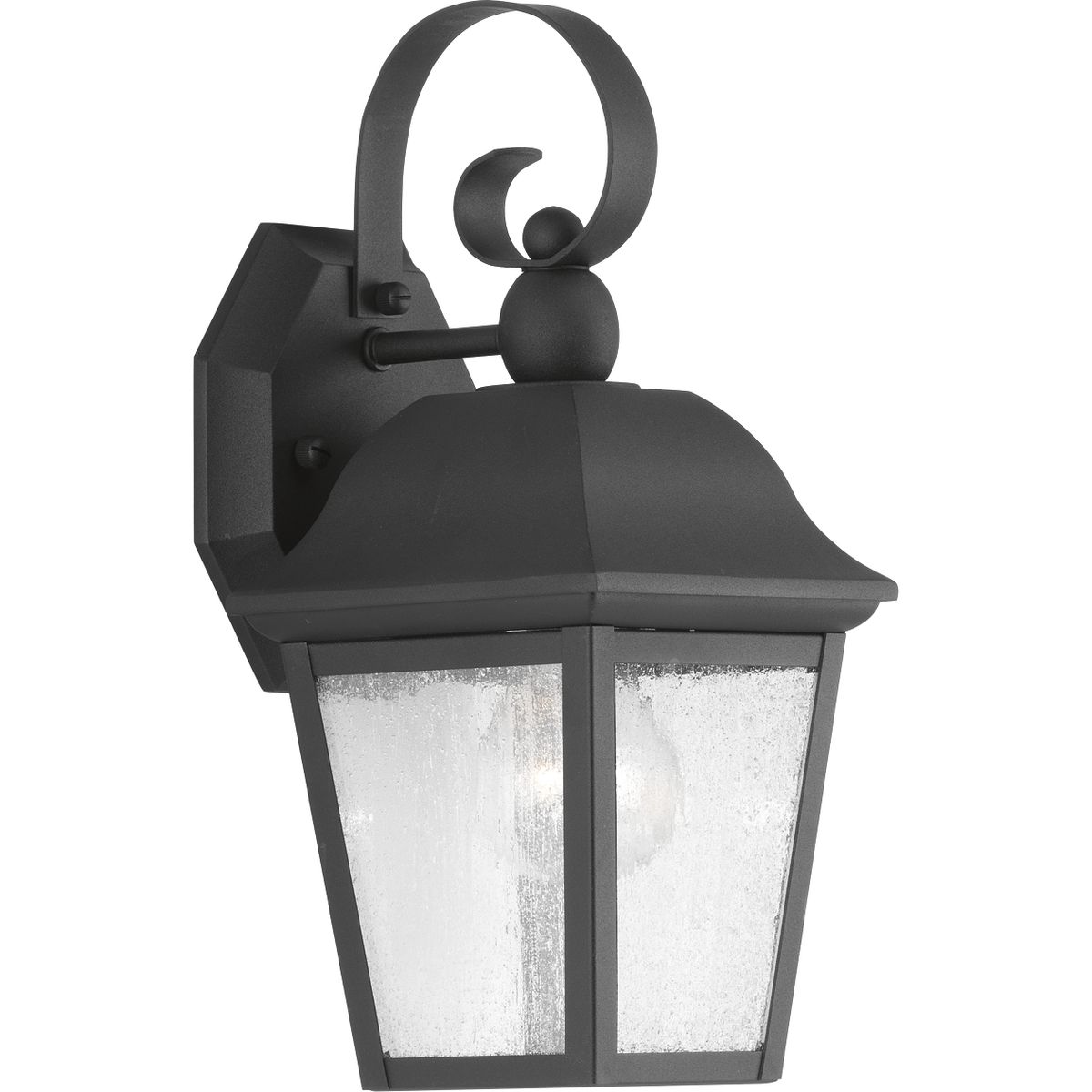 Enjoy the updated classic styling for a variety of outdoor applications in the Kiawah collection. The one-light wall lantern features seeded glass panels and traditional detailing combine to create a soft and updated lantern design. The lantern is open on bottom to easily access the lamp.