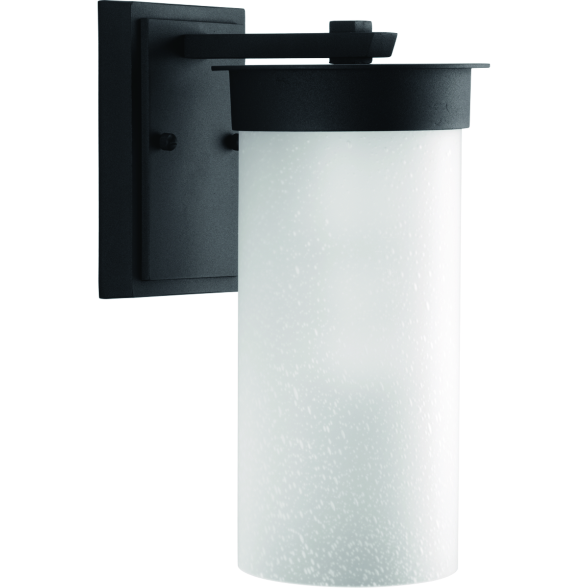 The Hawthorn outdoor lantern collection takes a modern approach to the popular Prairie design style. One-light medium cast aluminum lantern in a Black finish with etched seeded glass.