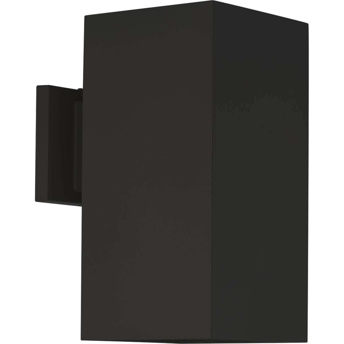 6 in outdoor one-light wall square with heavy duty aluminum construction and die cast wall bracket. Powder coated finish. Black finish.